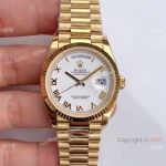  Swiss Grade 1 Rolex Oyster Perpetual Day Date Fake Watch 36mm White Roman Dial